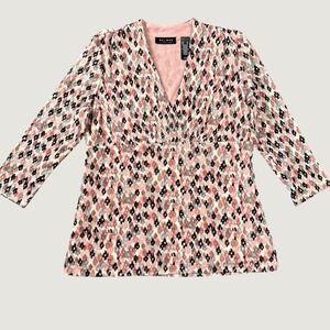 Axcess Y2K babydoll pink geometric/floral mesh top Size XL